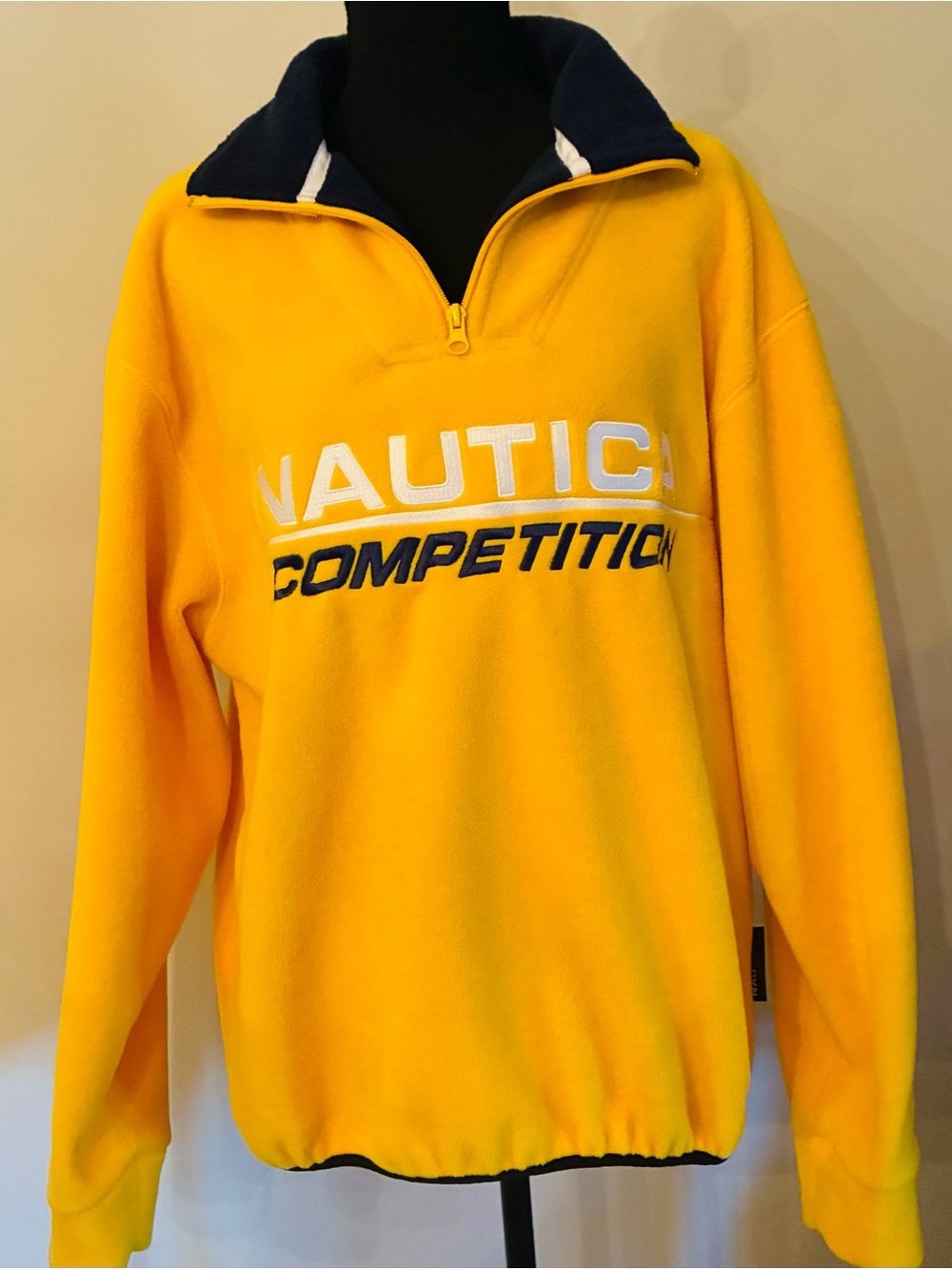 Vintage 90's Nautica Competion fleece. Women's sm. Yellow/navy